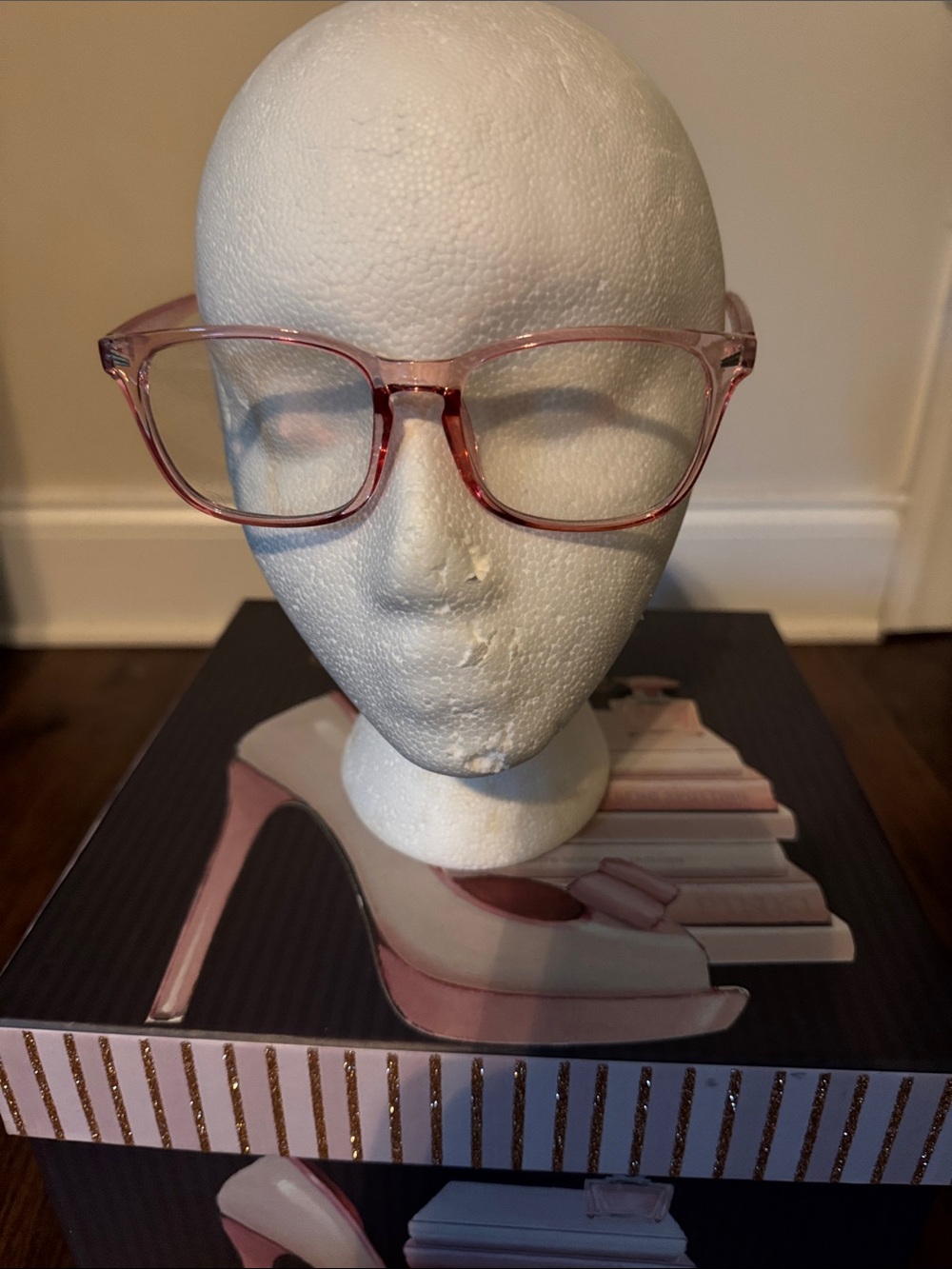 Clear Pink Rectangular Bluelight Glasses Frame